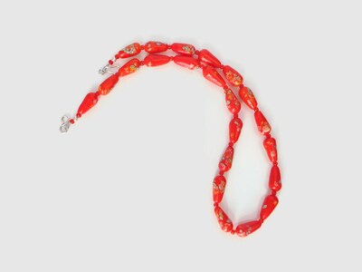Red Millefiori Necklace Art Glass Jewelry with Tombo Beads - image2
